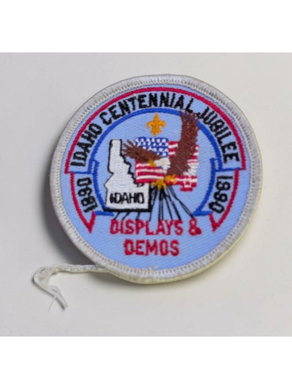 Boy Scouts Patch Idaho Centennial Jubilee 1990 State Outline Eagle American Flag